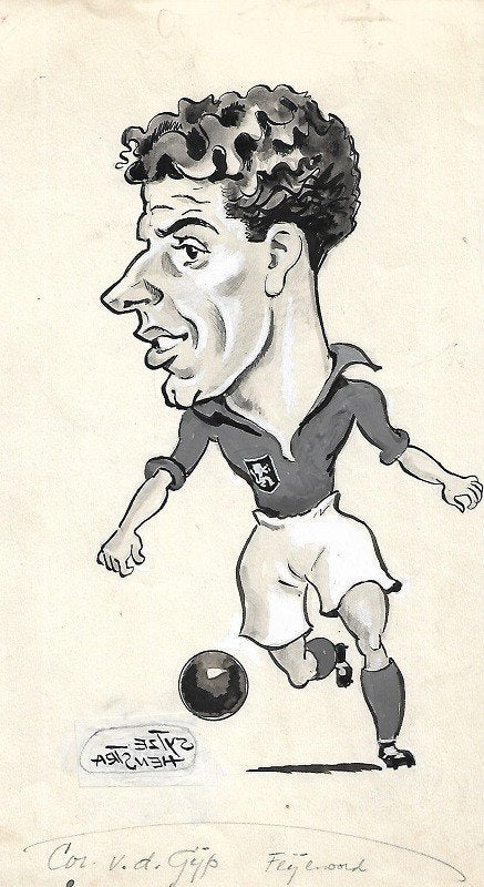 UNIEK!! 5 originele karikaturen van Feyenoord voetbal iconen, Ophalen
