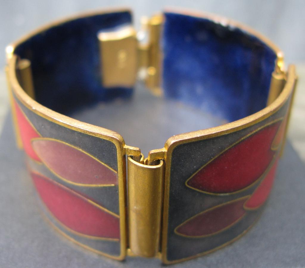 ARMBAND WILHELM LEYSER 1950 SCHAKELS EMAILLE DESIGN, Ophalen of Verzenden