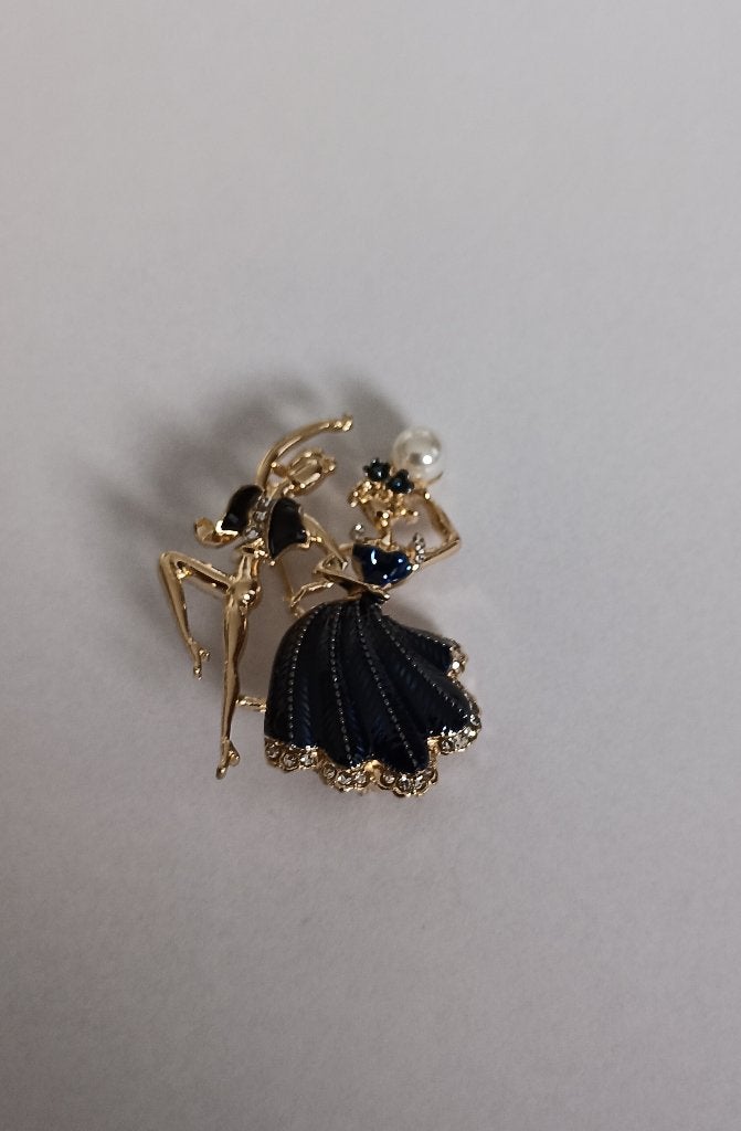 Danspaar broche, Overige materialen, 4 tot 7 cm, Overige kleuren, Nieuw