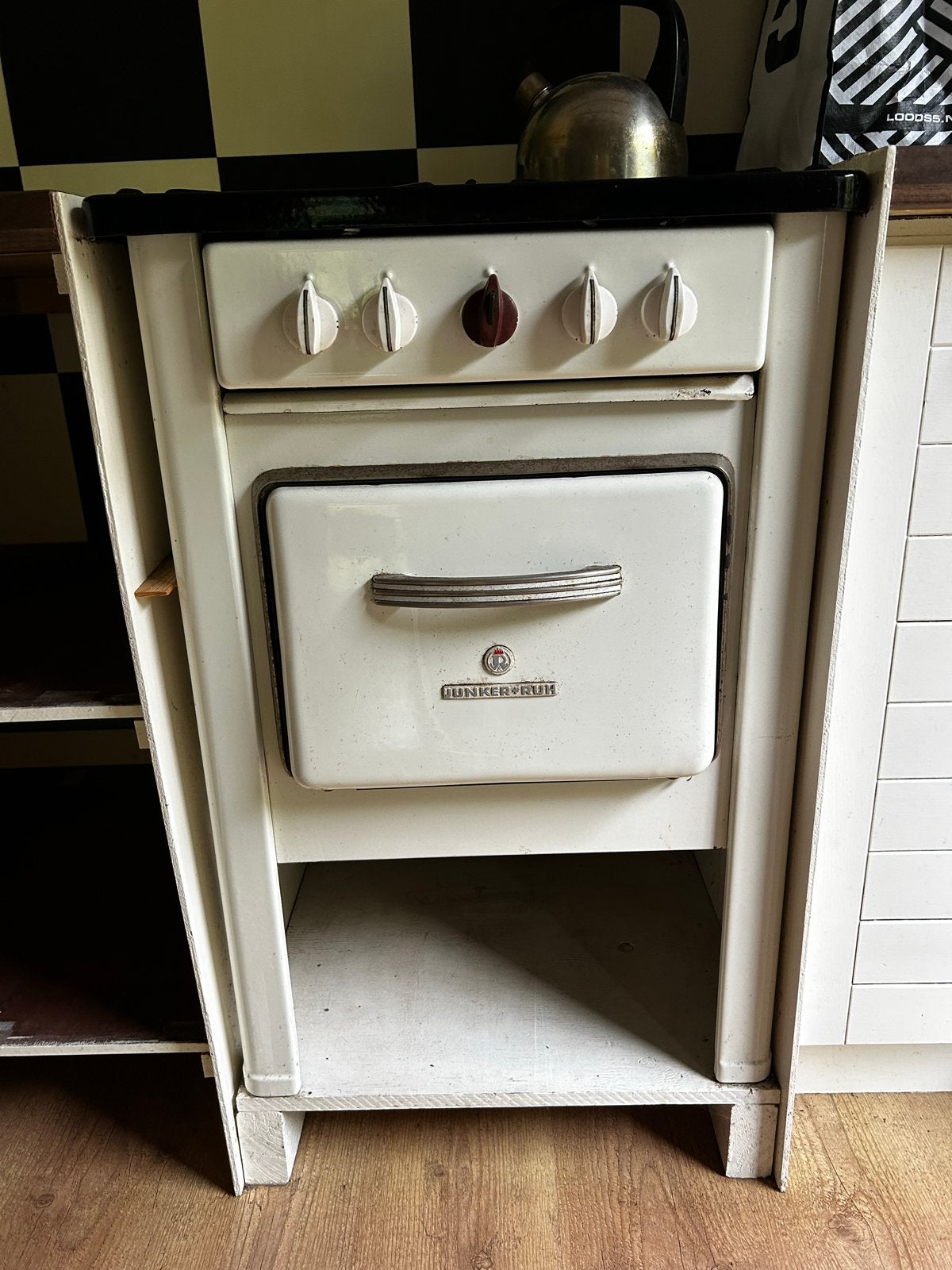 Junker & Ruh gasfornuis met oven - Vintage, Ophalen, Gebruikt, 4 kookzones, Gas