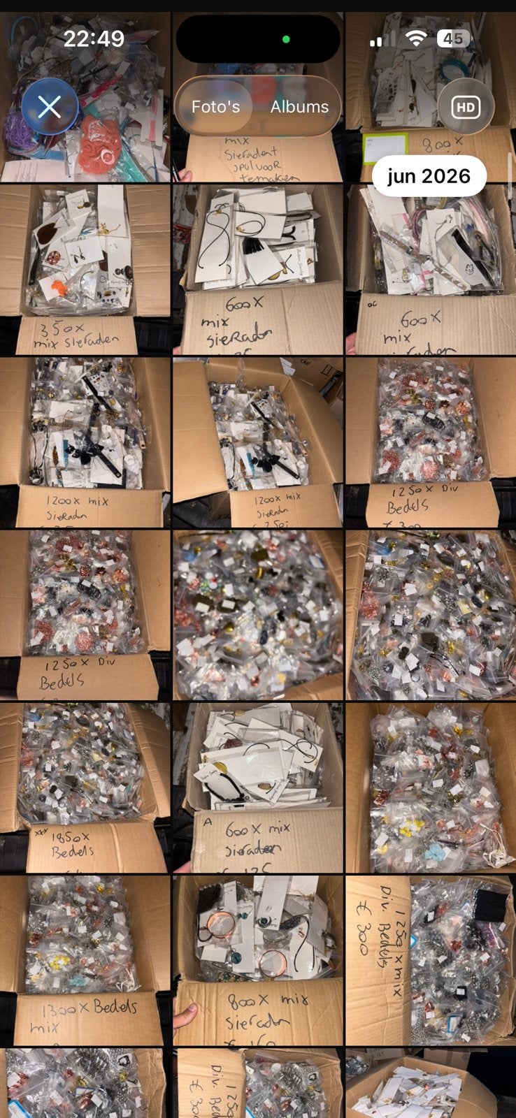 DIVERSE PARTIJEN SIERADEN! Prijzen per doos ! Zie foto’s, Ophalen, Zo goed als nieuw