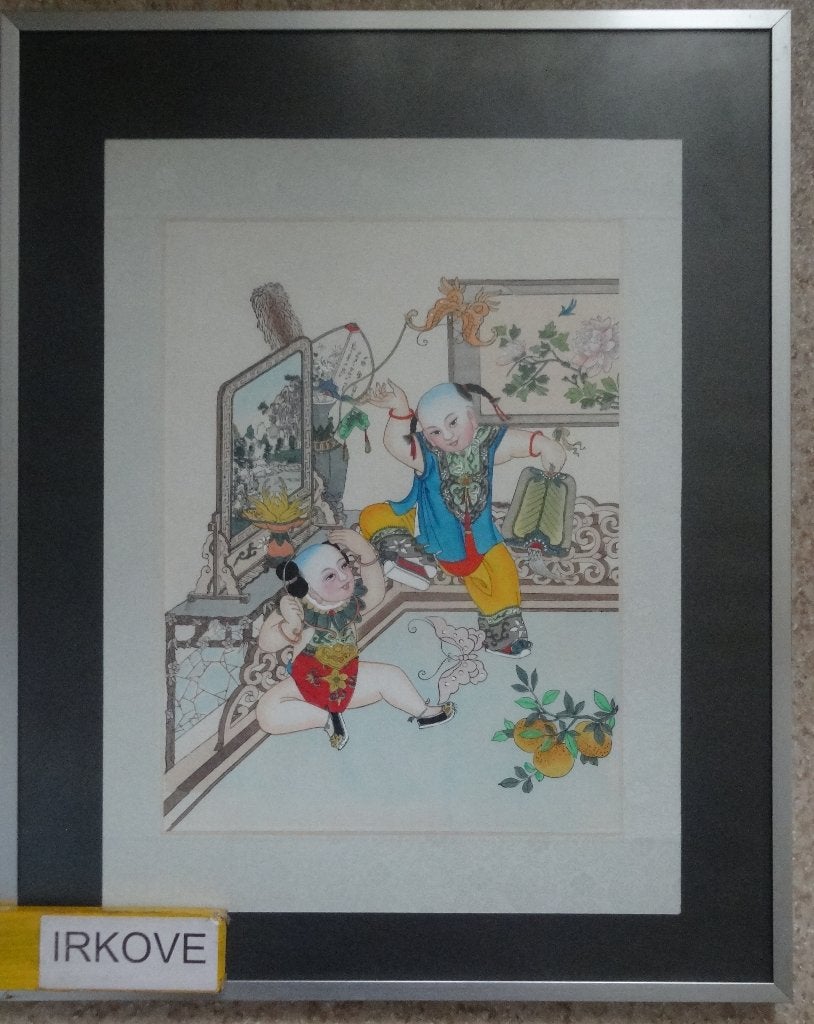 CHINESE AQUAREL VLINDERS VANGEN, ZOTJES * In Lijst *, Antiek en Kunst, Verzenden, Geschilderd, 50 cm, China
