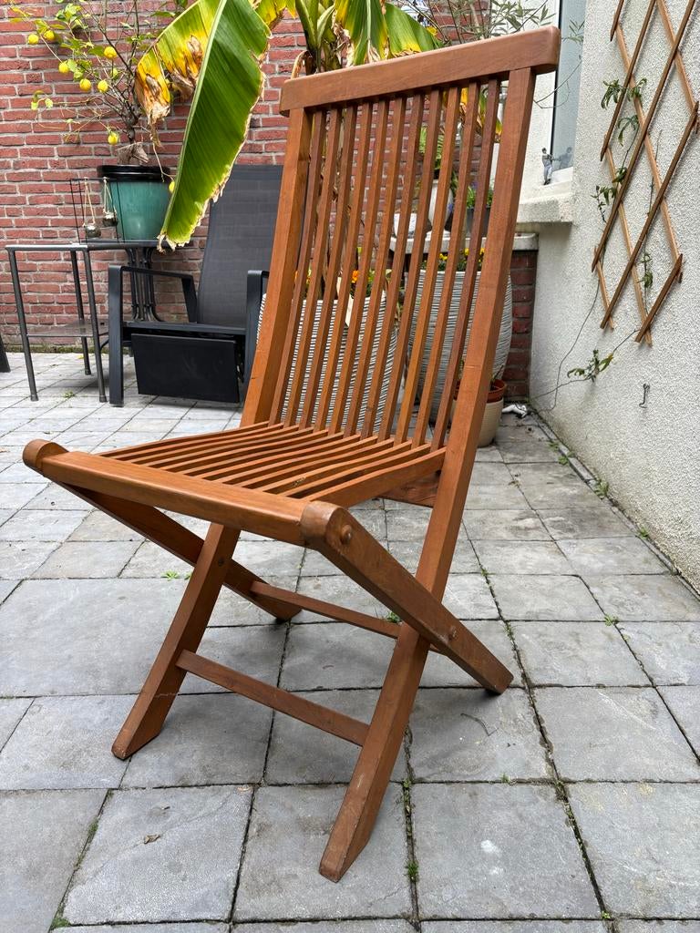 Hardhouten inklapbare tuinstoelen 10 stuks, Ophalen, Zo goed als nieuw, Hout