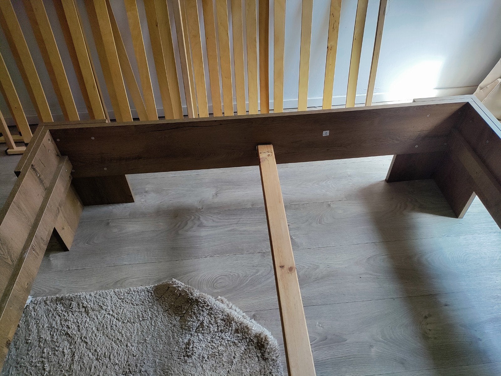 Twee persoons bed frame 160 cm, Ophalen, Overige materialen, Bruin, 210 cm