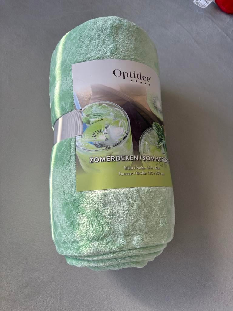 Optidee woondeken met kussensloop - Kiwi groen, Verzenden, Nieuw, Groen, Rechthoekig