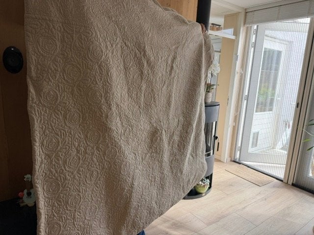 Sprei, plaid, woondeken  beige, Beige, 260 cm, Ophalen of Verzenden, Overige typen