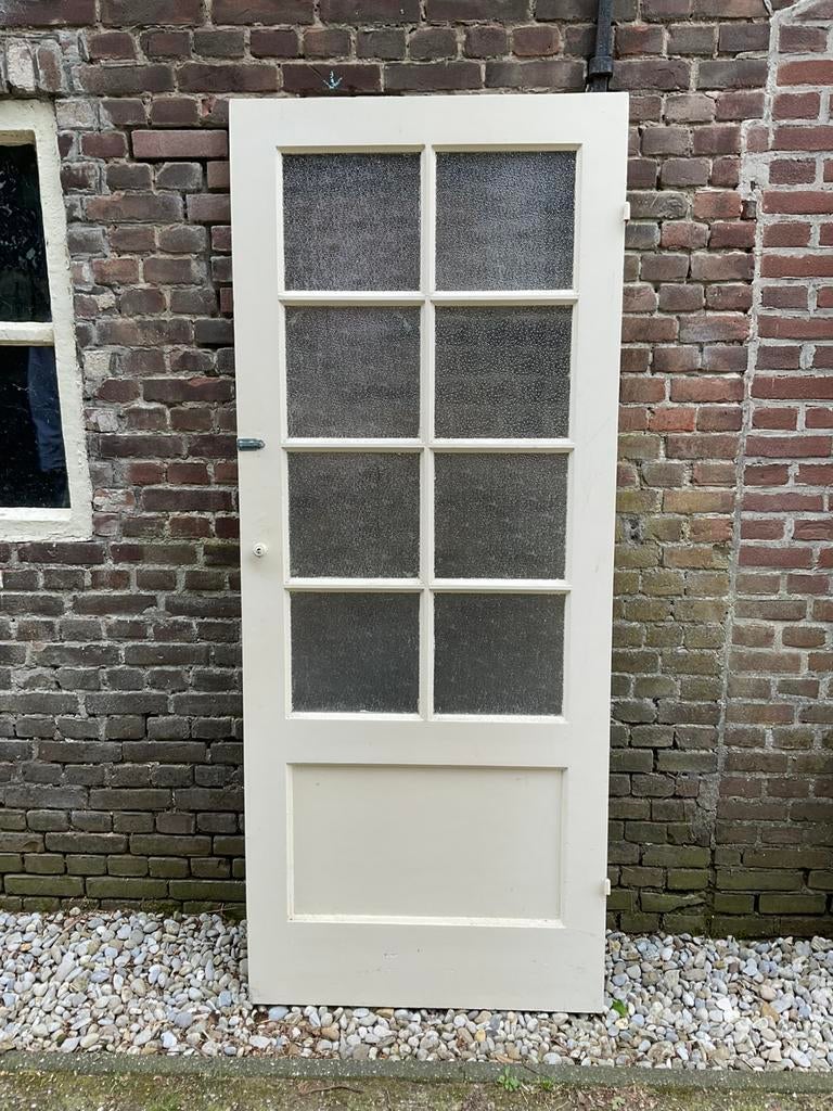 Klassieke oude kastdeur met glas, Doe-het-zelf en Verbouw, Deuren en Horren, Ophalen, Gebruikt, 80 tot 100 cm, Overige typen