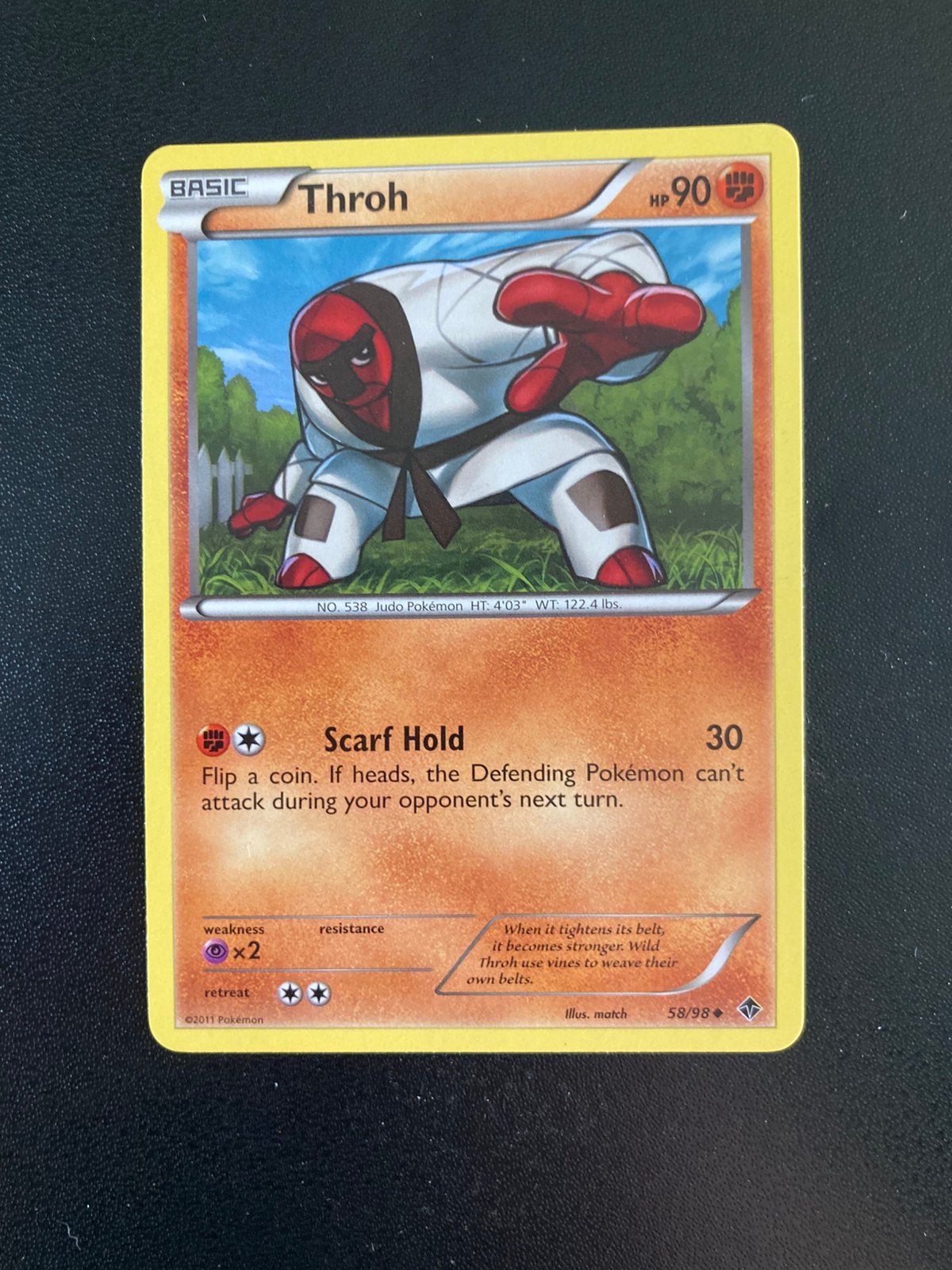 Pokemon kaart Throh, Ophalen of Verzenden, Zo goed als nieuw