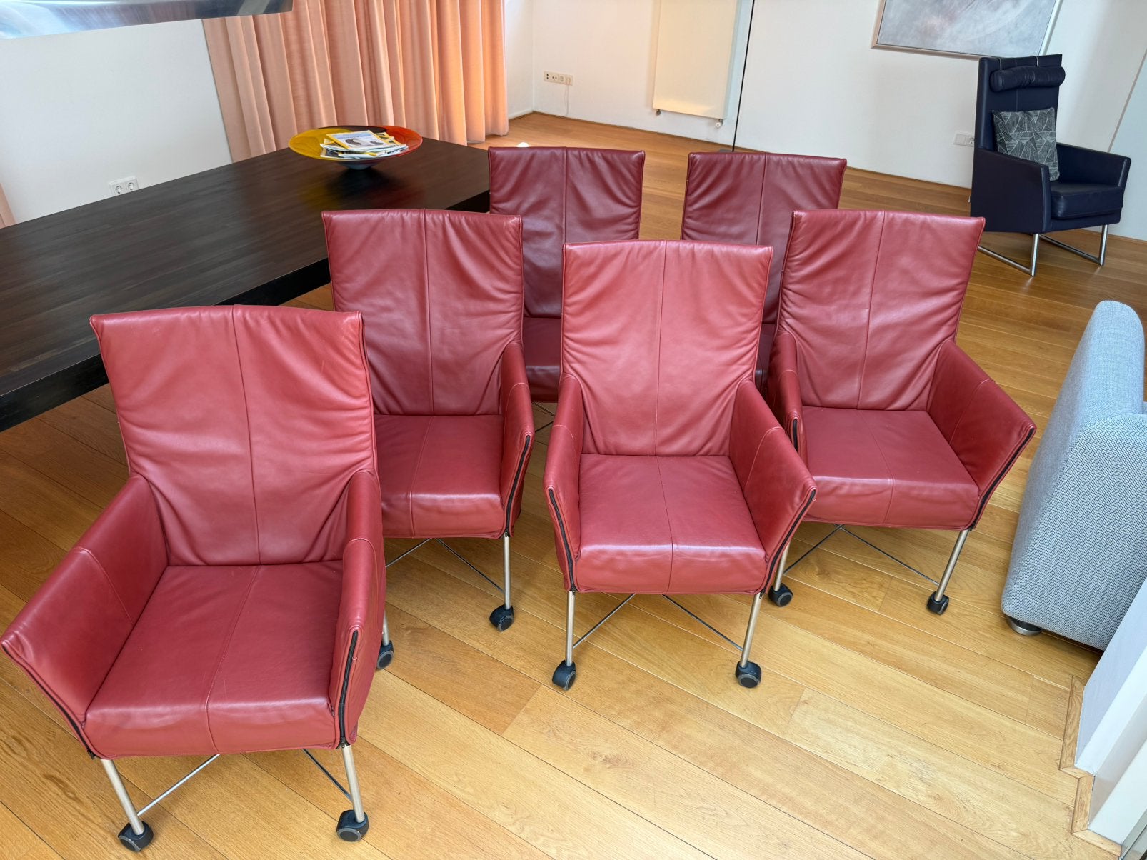 6 eetkamer stoelen Montis Chaplin, Huis en Inrichting, Stoelen, Ophalen, Leer, Zo goed als nieuw, Vijf, Zes of meer stoelen