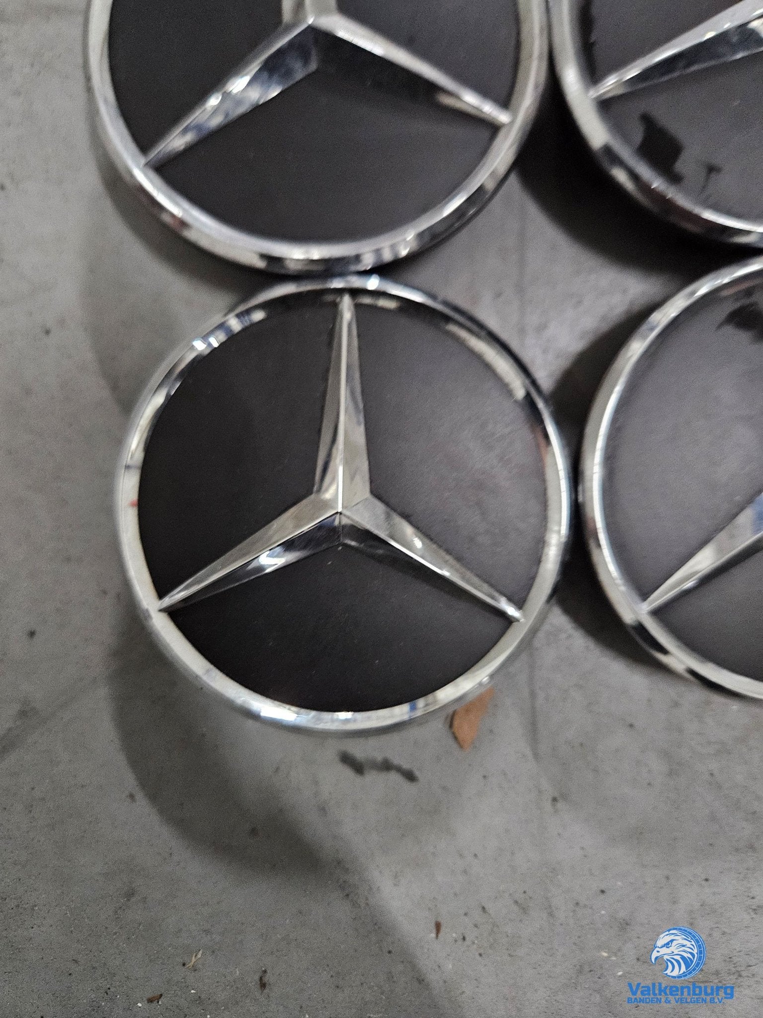 ORIGINELE Mercedes Benz naafkap naafdop set matzwart chroom, Gebruikt, -, Verzenden, -