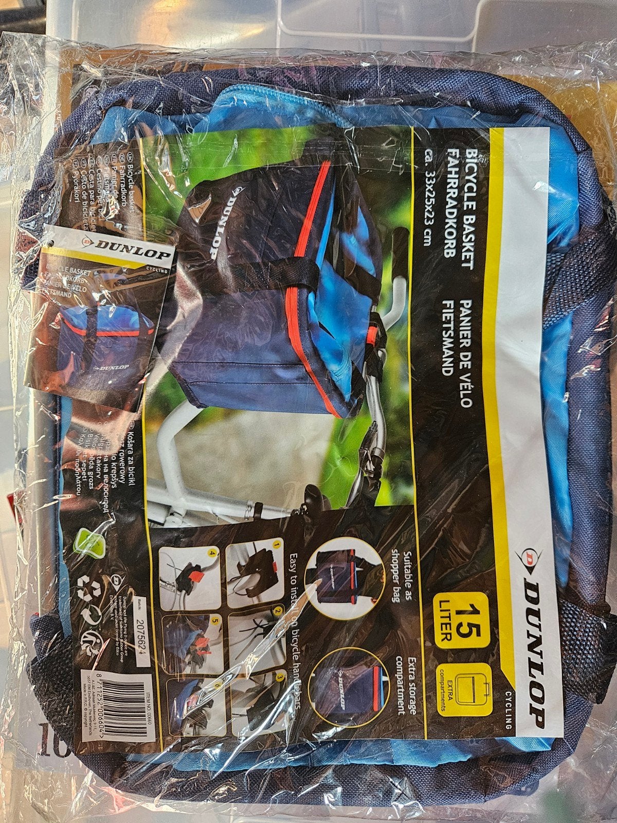 Nieuwe Dunlop Fietsmand - 15 Liter - Stuurbevestiging, Fietsen en Brommers, Fietsaccessoires | Fietsmanden, Ophalen of Verzenden