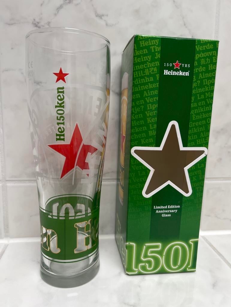 HEINEKEN PINT GLAS - 150 jaar Heineken, Verzamelen, Ophalen of Verzenden, Nieuw, Glas of Glazen, Heineken