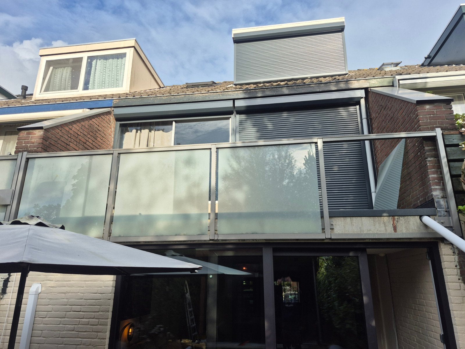 Onderhoudsvrij aluminium balkonhek met glas - 5.10m breed, 1, Ophalen, Gebruikt, 160 cm of meer, 80 tot 120 cm