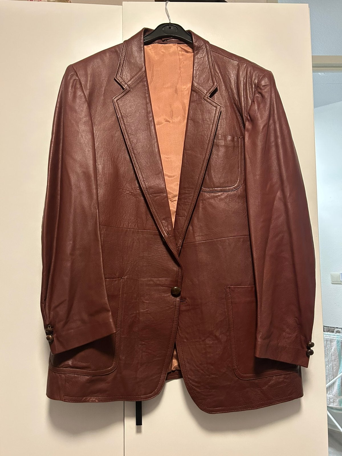 Handgemaakte leren jas heren maat 52/XL, Ophalen, Gedragen, Overige kleuren