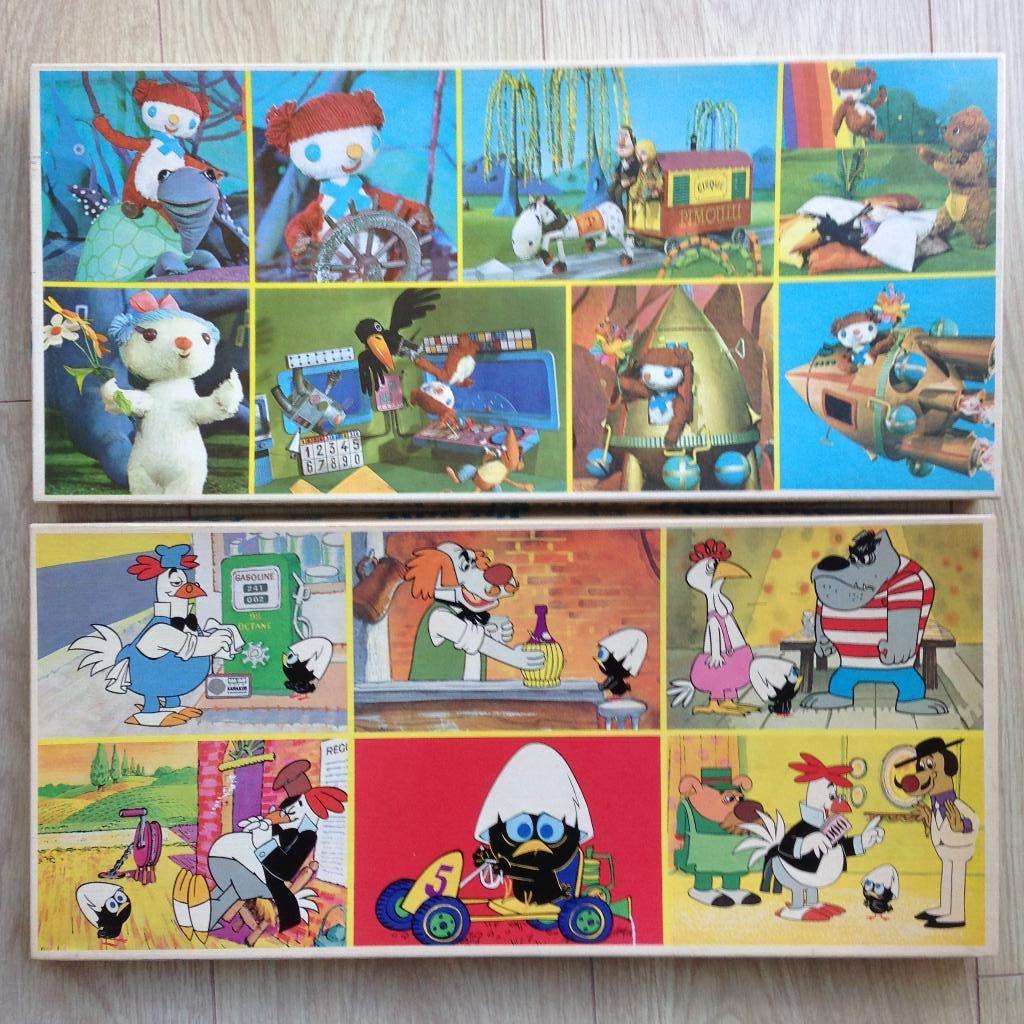 🧩2 Oude RETRO Puzzels CALIMERO & BEERTJE COLARGOL 84 St., Ophalen of Verzenden, Meer dan 50 stukjes, Gebruikt, 6 jaar of ouder