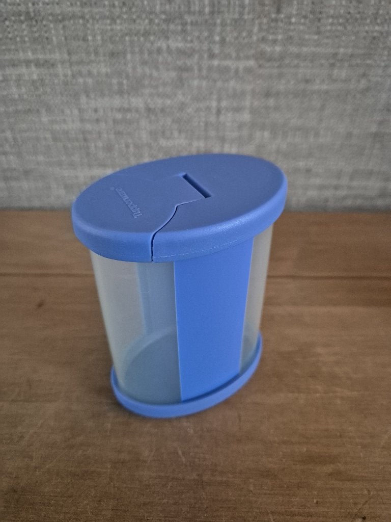 Tupperware Kruidenovaaltje peper/zout 275ML Blauw, Huis en Inrichting, Blauw, Overige typen, Ophalen of Verzenden, Zo goed als nieuw