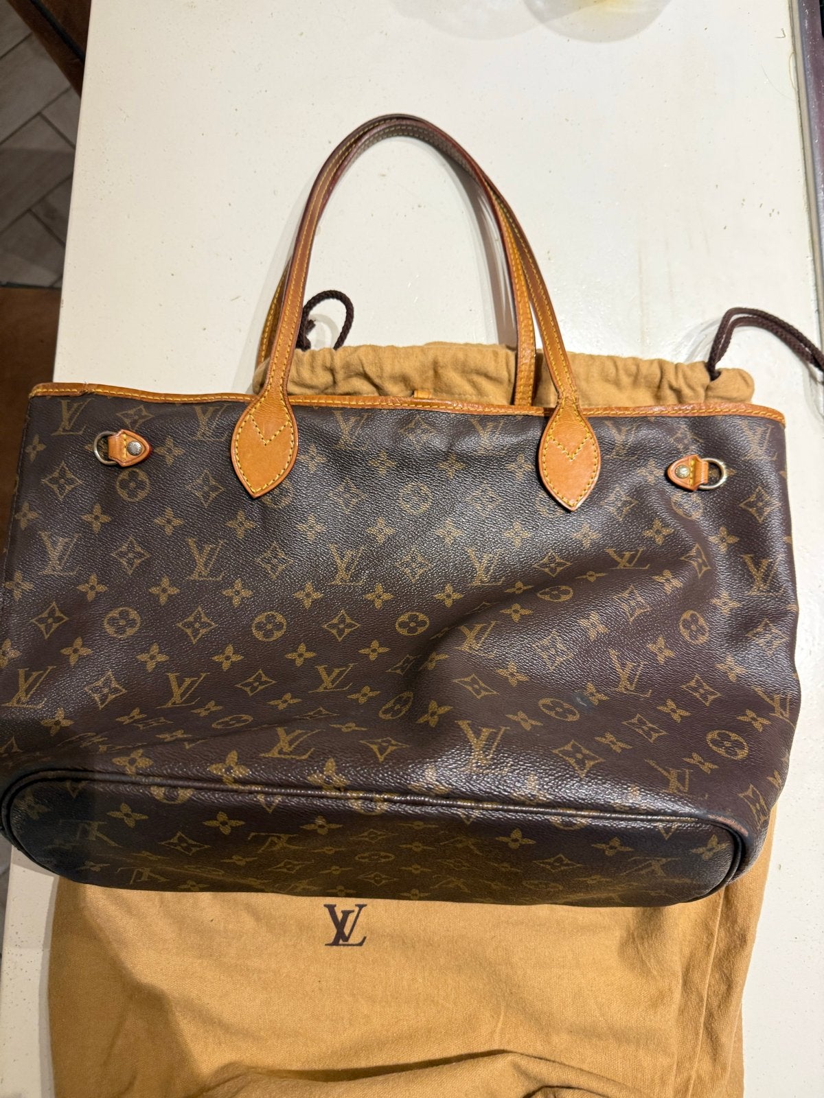 Louis Vuitton Neverfull MM Monogram Handtas, Ophalen of Verzenden, Gebruikt, Bruin, Handtas