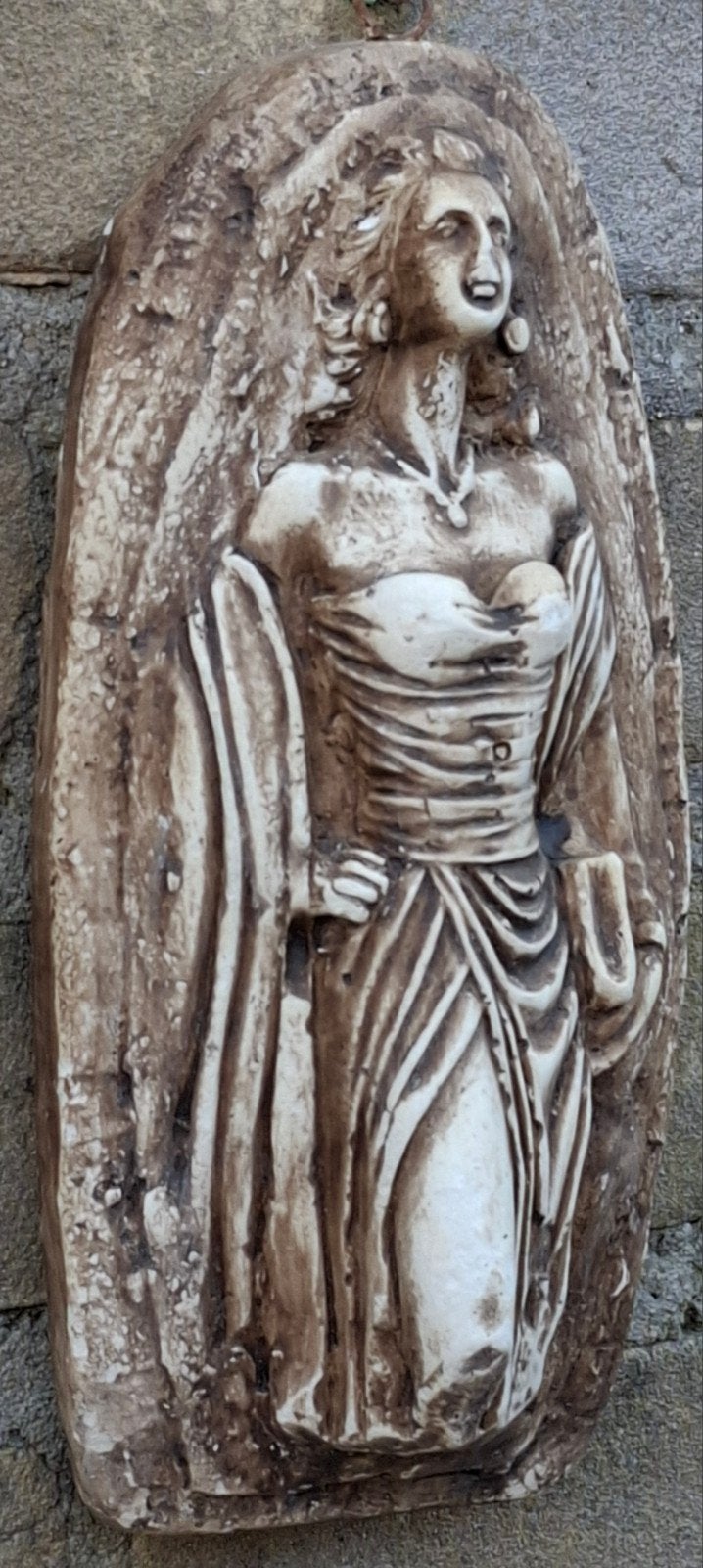 FORTUNA, Romeinse godin. Polychroom gips.  Ca 1900., Ophalen