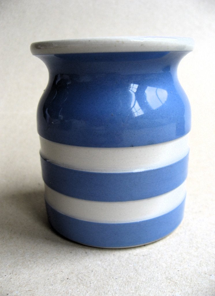Origineel oud Cornisch Kitchenware blauw wit potje jaren 40, Ophalen of Verzenden