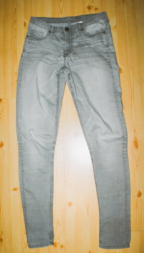 H&m denim super skinny fit li-grijze broek maat 170 met, Kinderen en Baby's, Broek, Gebruikt, Meisje, H&M