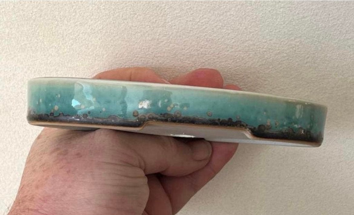 Bonsai schaal ovaal Turquoise-blauw geglazuurd 15,5x10x2,2, Tuin en Terras, Nieuw, Ophalen of Verzenden, Overige vormen, Aardewerk