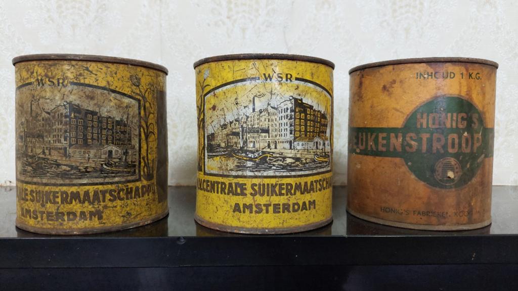 Oude stroopblikken Wester's Goudsiroop Honig's keukenstroop, Verzamelen, Blikken, Ophalen of Verzenden, Overige