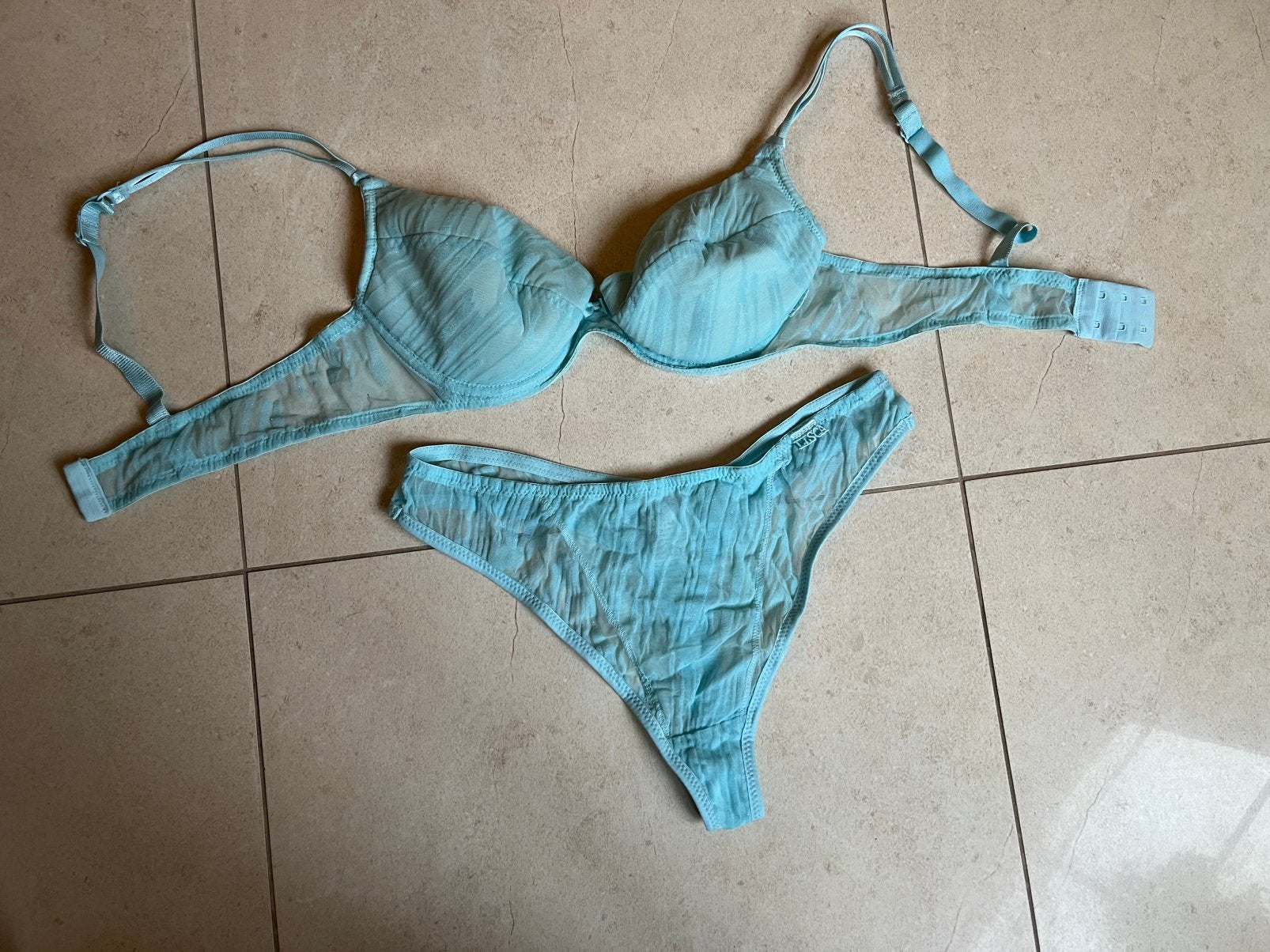 LISCA set push up GEL bh 80B string L turqoise blauw glitter, Kleding | Dames, Ondergoed en Lingerie, Ophalen of Verzenden, Blauw
