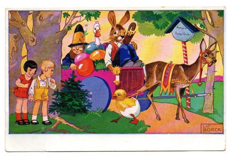 Illustrator Lu Borck Pasen Paashaas 1934, Ophalen, 1920 tot 1940, Gelopen, Feest(dag)