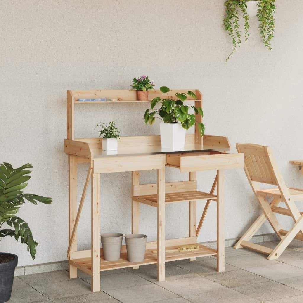 Oppottafel plantentafel hout + zink GRATIS VERZONDEN!, Overige merken, Verzenden, Nvt, Nvt