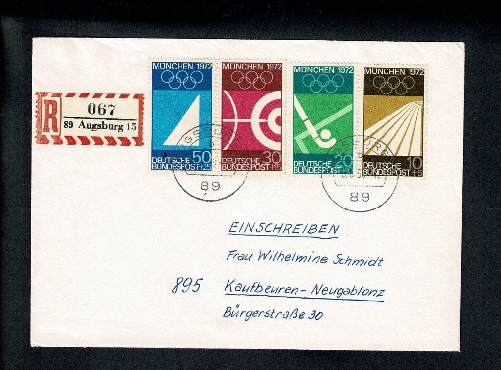 Duitsland : envelop aantekenstrookje - O.S. 1972, Verzenden, Envelop