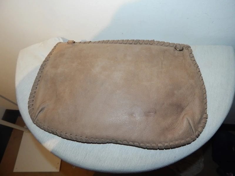 Fab Fabienne chapot clutch handtas Ibiza styl klos, Verzenden, Gebruikt, Bruin, Avondtasje