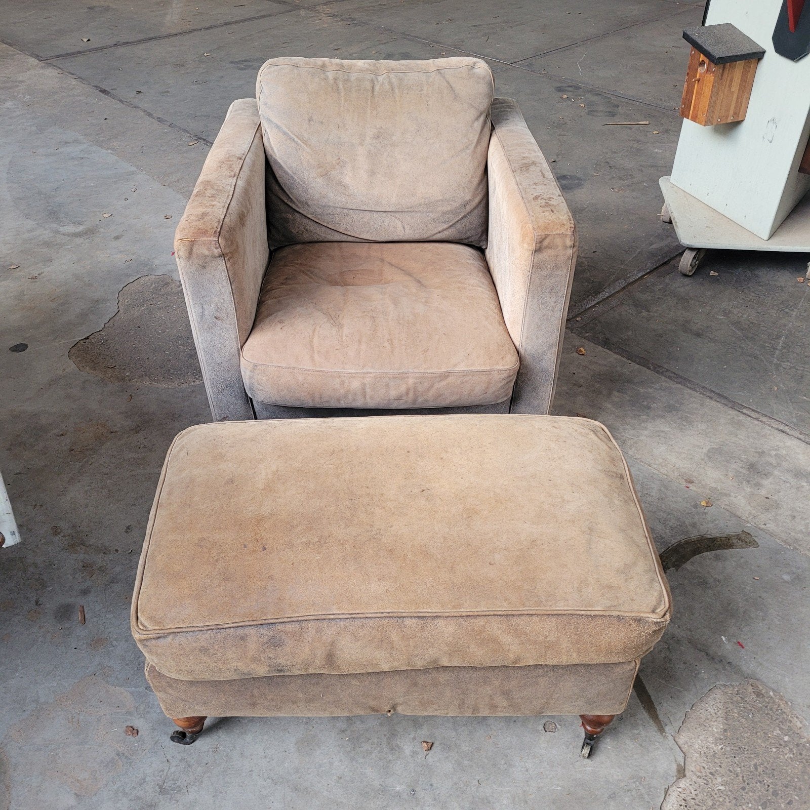 fauteuil  met voetenbank, Ophalen, Gebruikt, Eenpersoons, 75 tot 100 cm