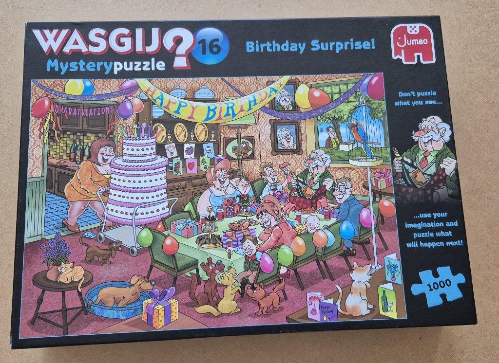 Wasgij Mystery 16 - Verjaardag Verrassing! - 1000 stukjes, Ophalen, 500 t/m 1500 stukjes, Gebruikt, Legpuzzel