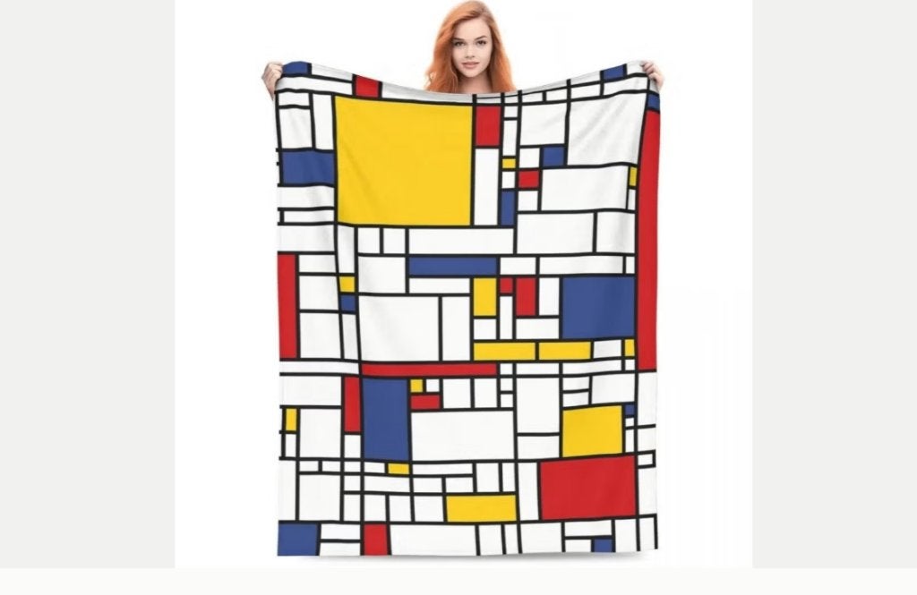 Prachtige zachte pluche deken - Piet Mondriaan, Huis en Inrichting, Ophalen of Verzenden, Nieuw