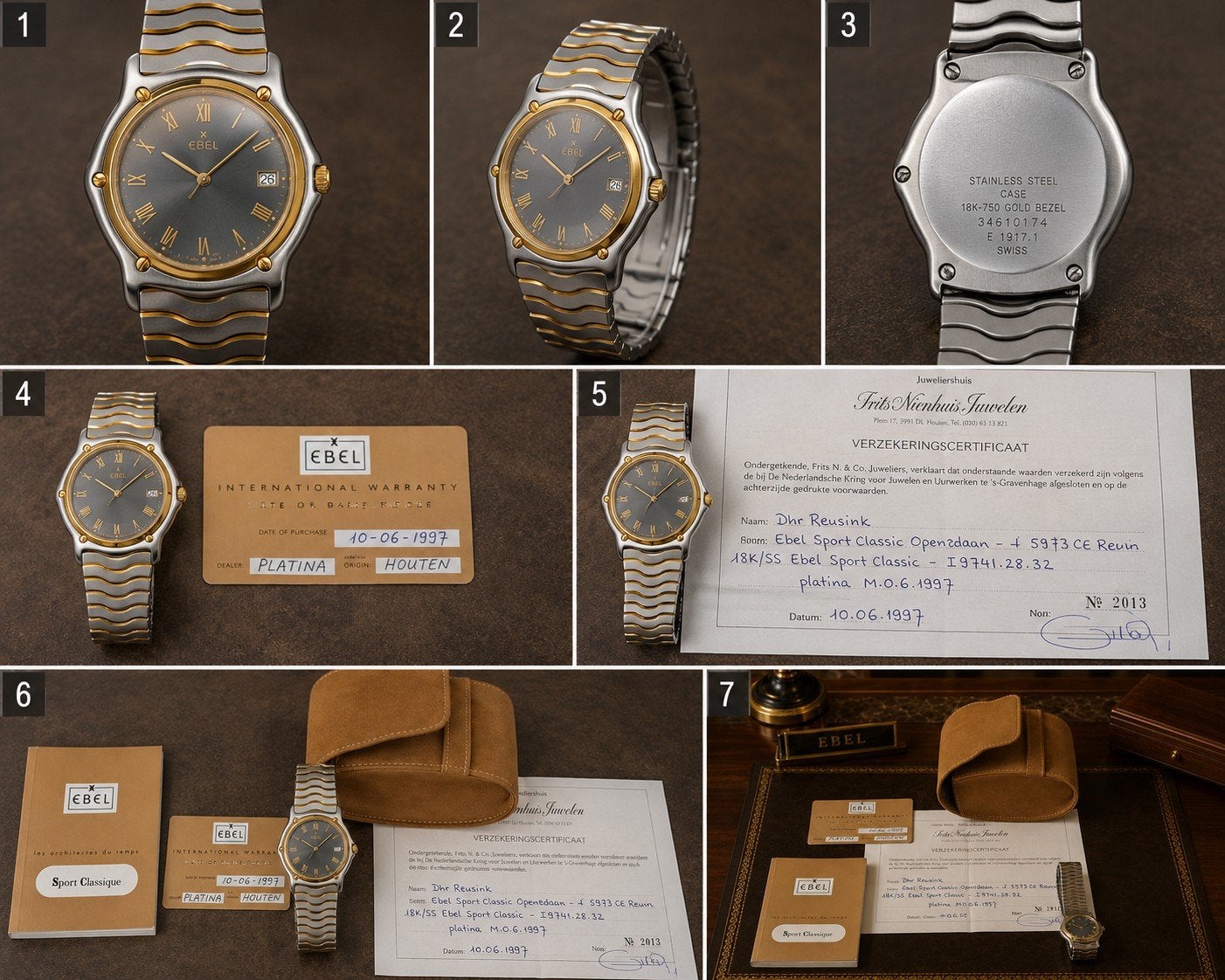 Ebel Sport Classic heren horloge 18K/SS met certificaat, Sieraden, Tassen en Uiterlijk, Horloges | Heren, Gebruikt, Polshorloge