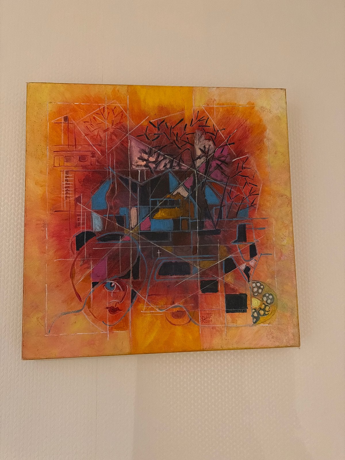 Rien Verschuur - Acryl op doek - 2010 - 40x40 cm, Antiek en Kunst, Ophalen of Verzenden