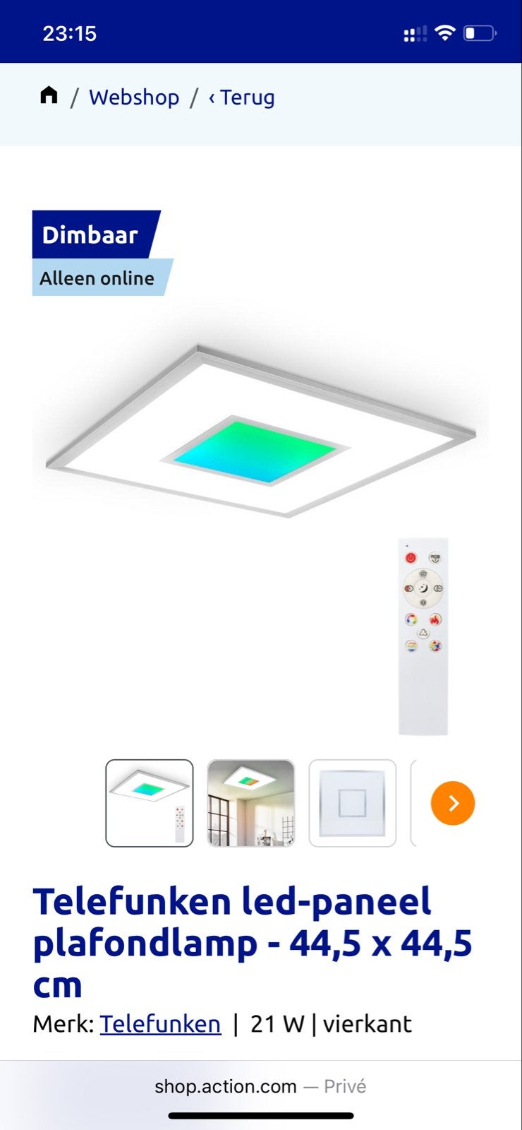 Telefunken LED-paneel plafondlamp - 44,5 x 44,5 cm, Huis en Inrichting, Ophalen, Modern, Wit, Plafondlamp