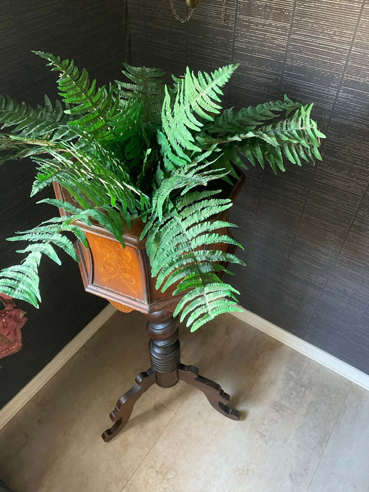 Antieke Intarsia Plantenbak/ planten zuil - 95 cm Hoog, Ophalen