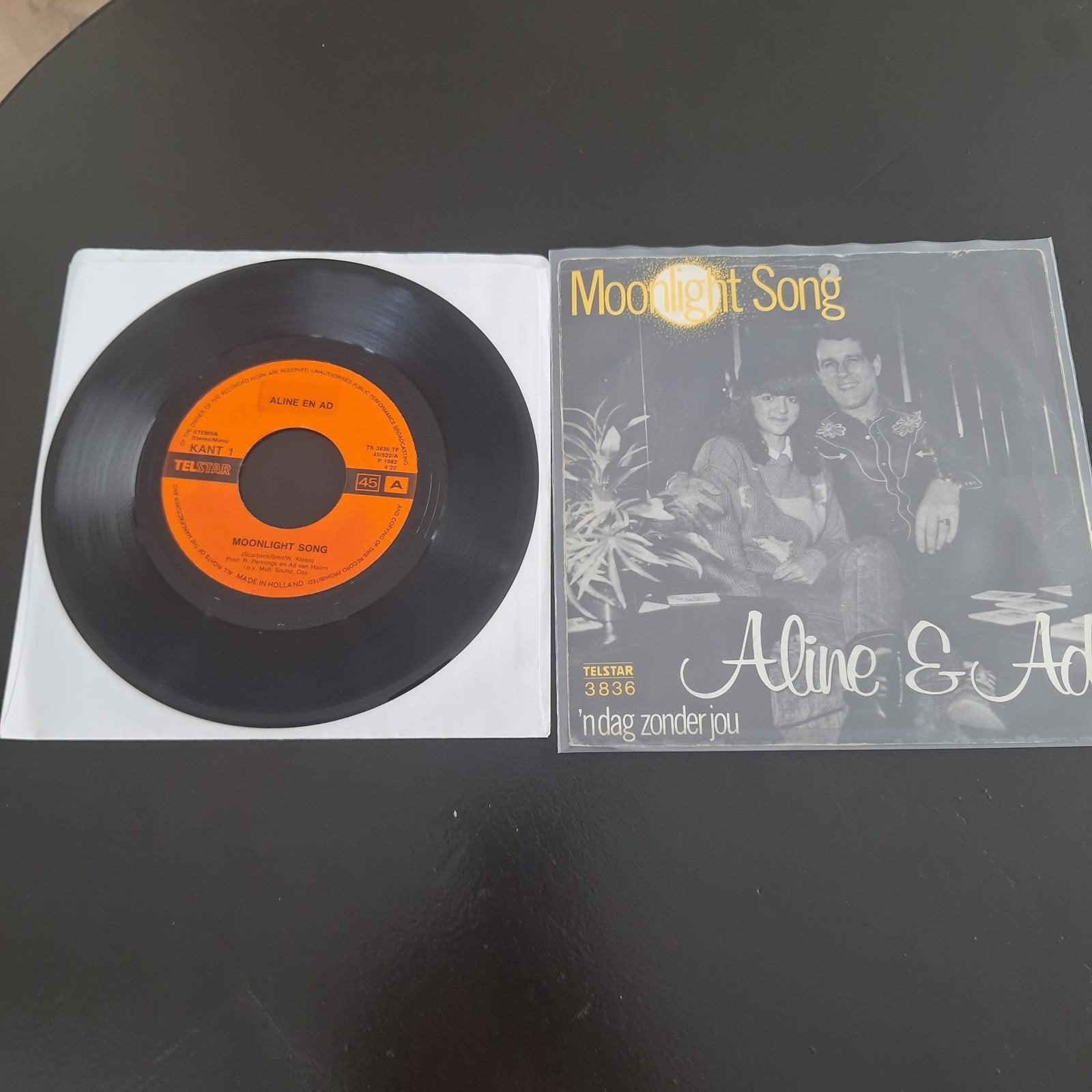 Aline en ad-moonlight song, Cd's en Dvd's, Vinyl | Nederlandstalig, Ophalen of Verzenden, Gebruikt, 7 inch, Levenslied of Smartlap