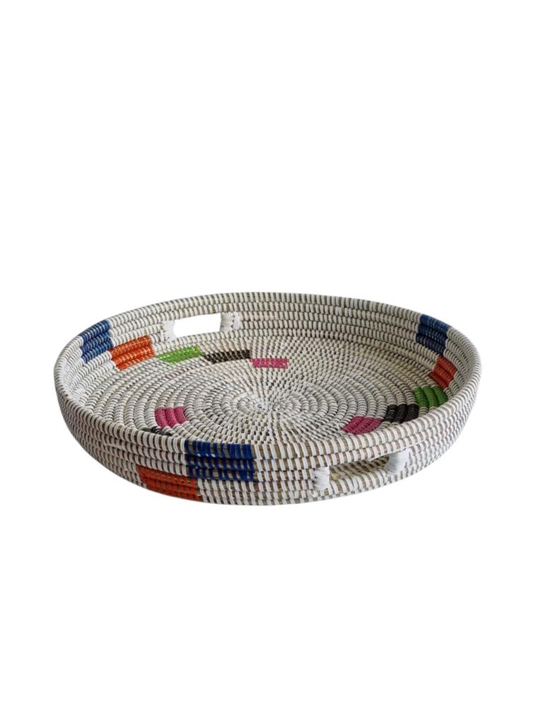 Zeegras Dienblad serveerblad met handvaten uit afrika, Ophalen of Verzenden, Nieuw, Rechthoekig, Hout