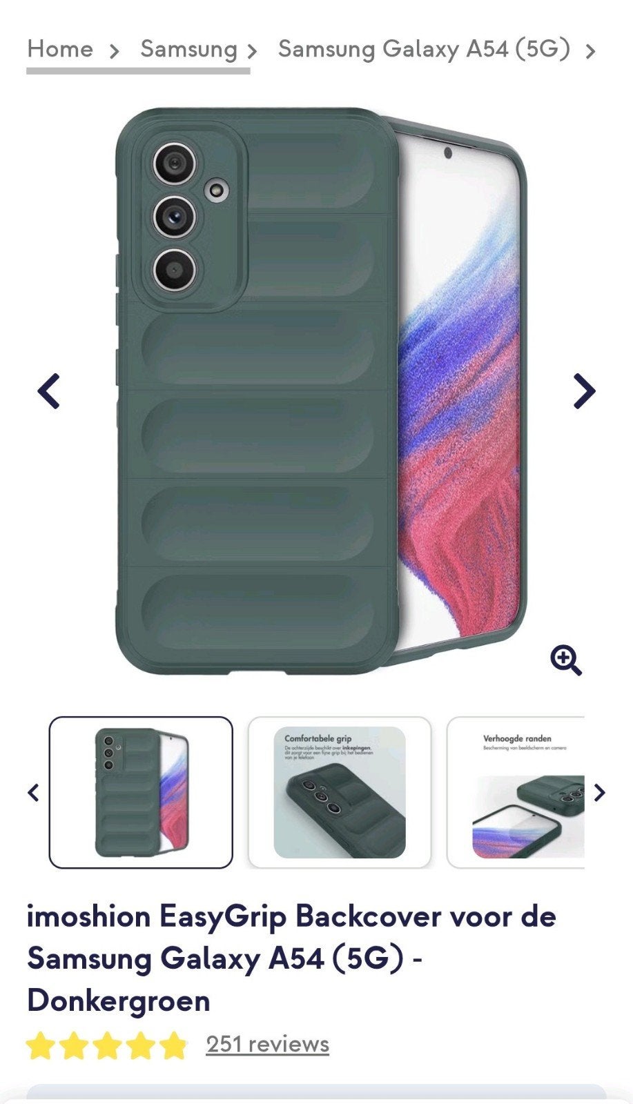 EasyGrip Backcover Samsung Galaxy A54 (5G) - Donkergroen, Ophalen of Verzenden