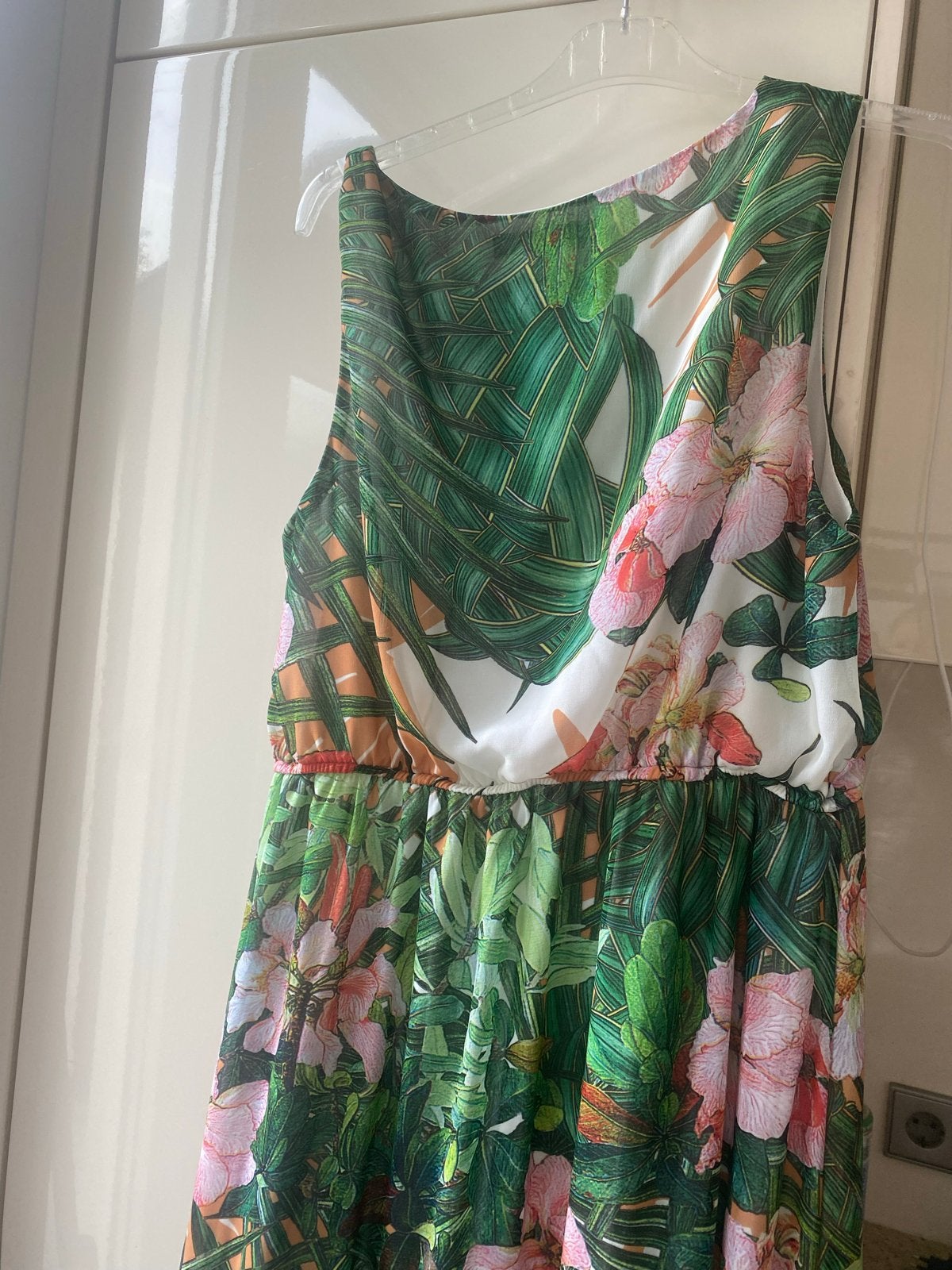 Zomerse maxi-jurk met tropische print - Maat XL, Kleding | Dames, Ophalen, Meerkleurig, Maat 42/44 (L), Zo goed als nieuw