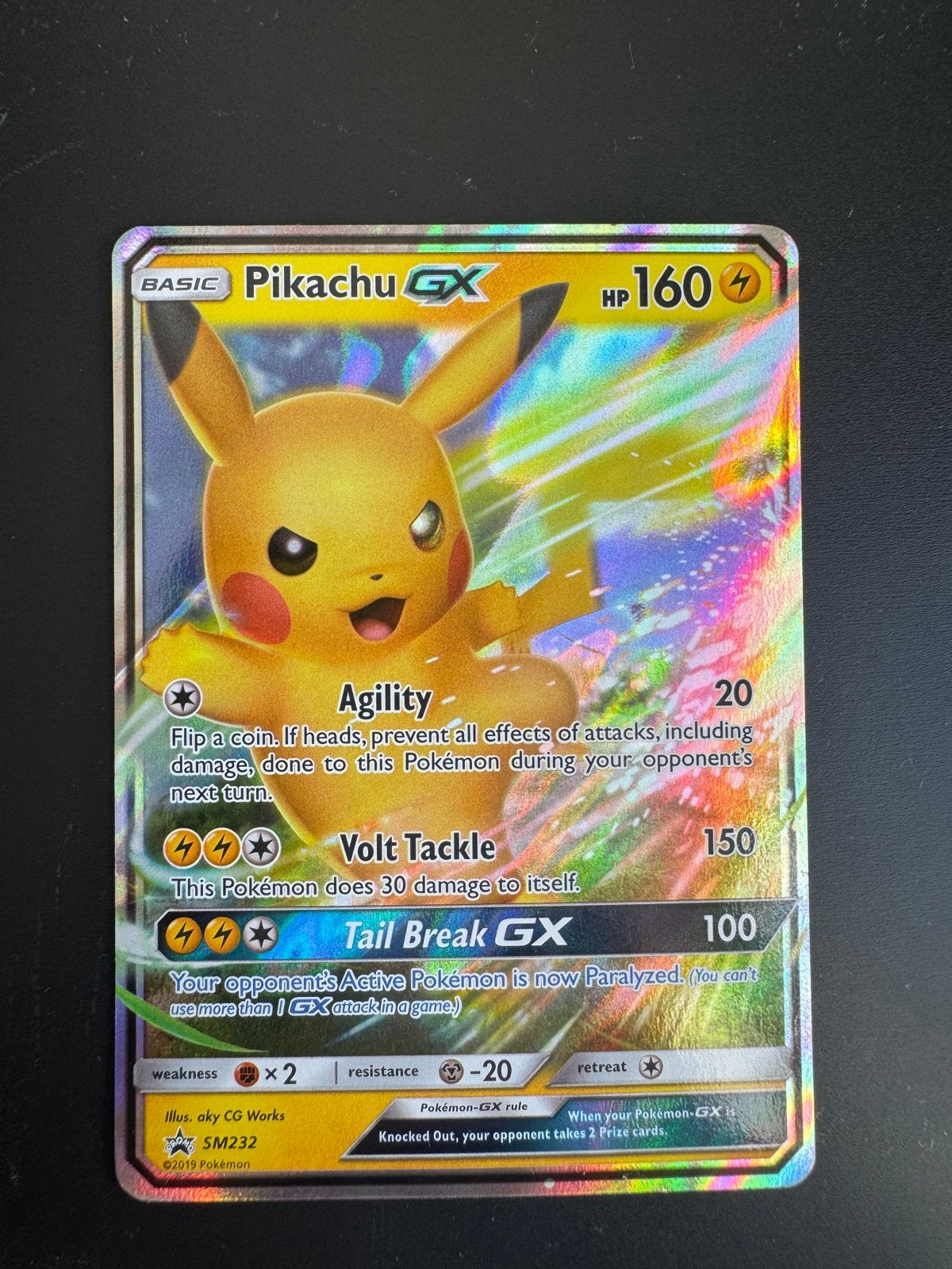 Pikachu GX SM232 Pokémon Kaart, Ophalen of Verzenden, Zo goed als nieuw, Losse kaart, Foil
