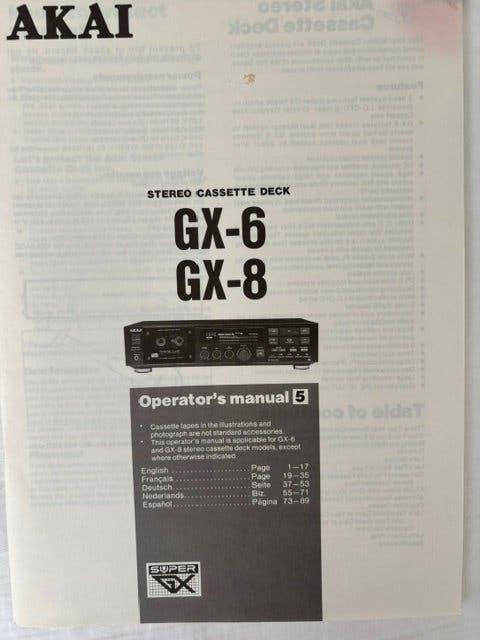 handleiding Akai GX-6 en GX-8 ; 5 talen, Ophalen of Verzenden, Akai