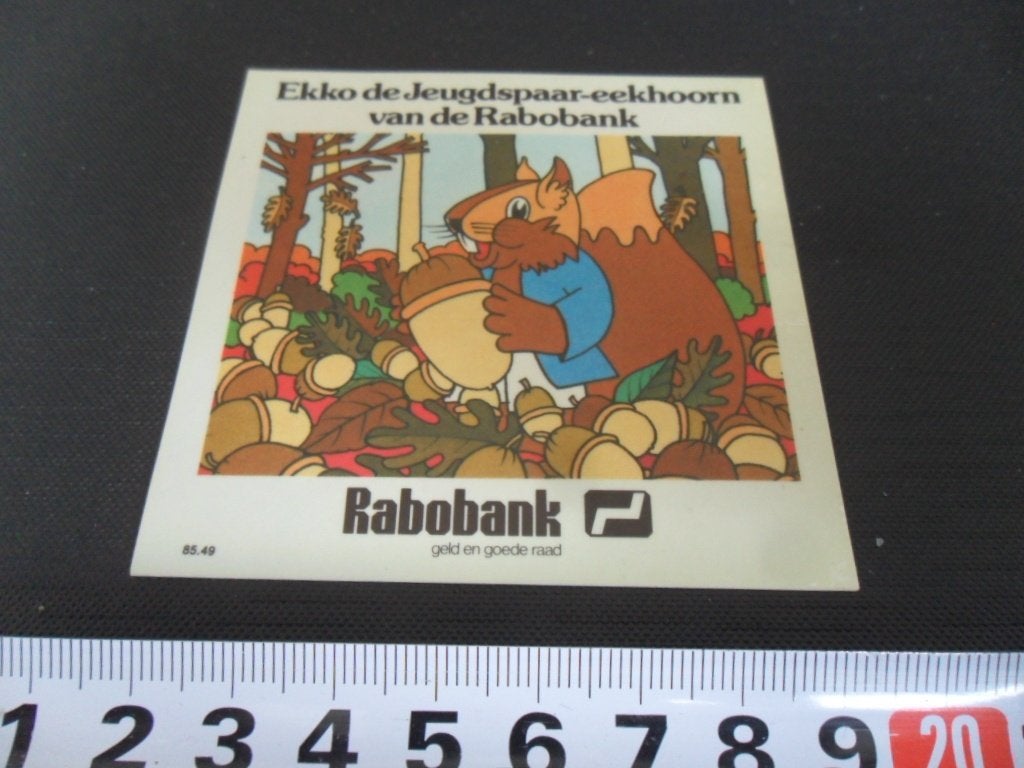 sticker rabobank ekko de jeugdspaar eekhoorn - herfst, Verzamelen, Ophalen of Verzenden, Zo goed als nieuw