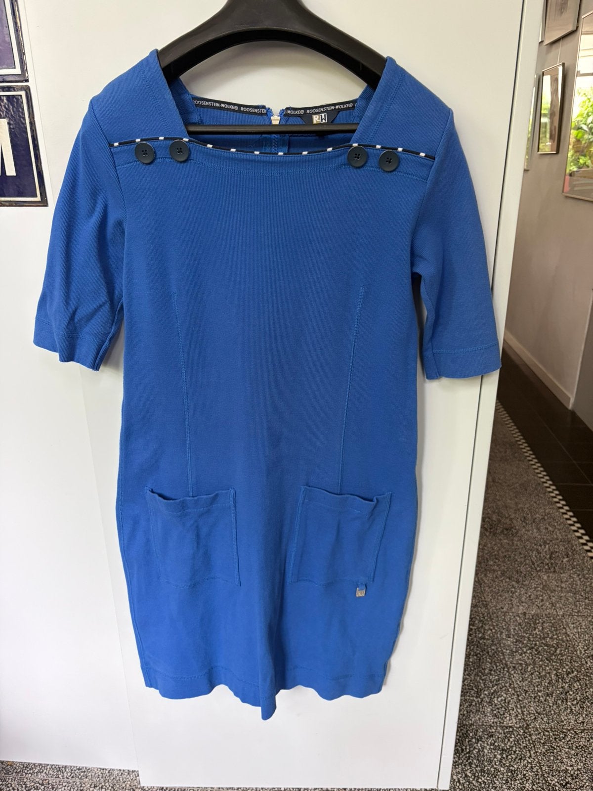 Kobalt blauwe katoenen jurk van Roosenstein-Wolke, Maat 38/40 (M), Blauw, Ophalen of Verzenden, Knielengte