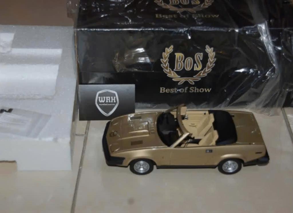 1:18 TRIUMPH TR7 DHC gold BOS models BOS221 in box WRH, Hobby en Vrije tijd, Verzenden, Zo goed als nieuw, Auto, Overige merken