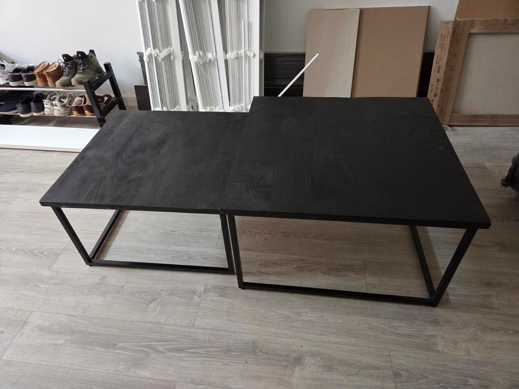 2 delige zwart salon tafels, Huis en Inrichting, Tafels | Salontafels, Ophalen, 50 tot 100 cm, Vierkant, 50 tot 100 cm