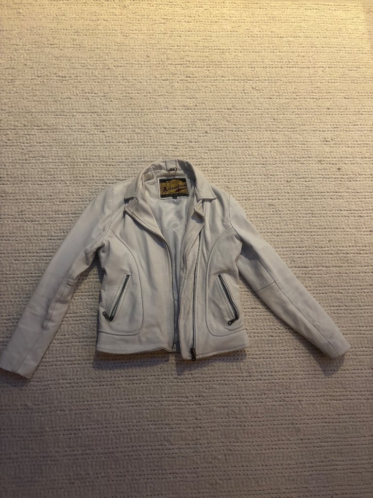 Wit leren jasje, Kleding | Dames, Jassen | Zomer, Verzenden, Wit, Attraction, Maat 36 (S)