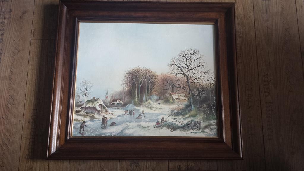 Schilderij winterlandschap in lijst (met gratis schilderij), Antiek en Kunst, Kunst | Schilderijen | Klassiek, Ophalen of Verzenden
